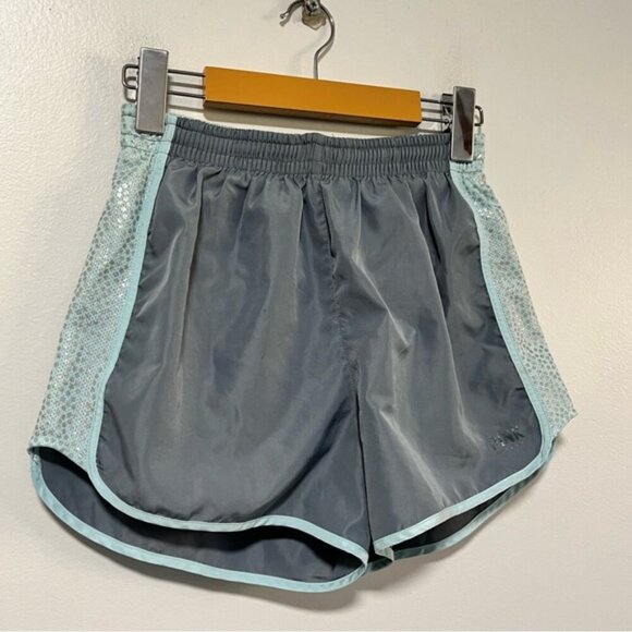 Victoria’s Secret PINK XS Athletic Shorts Gray Teal Glitter Mesh Trim - Picture 8 of 11